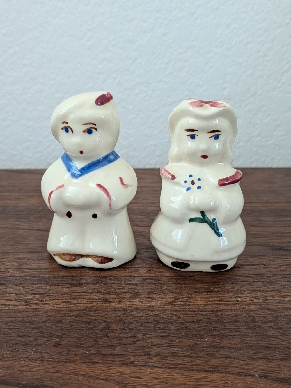 Vintage Shawnee Sailor Boy & Bo Peep Salt and Pepper Shakers Hand Painted